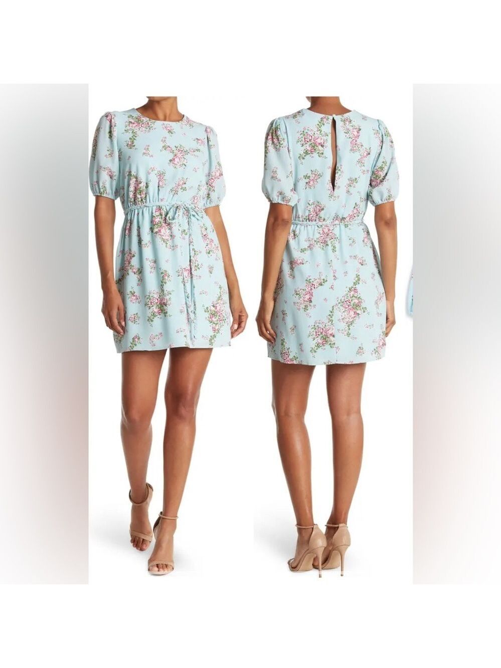 Sage Collective Floral Print Flowy Dress Pastel Blue Size 12 $98 NWT - Picture 2 of 6